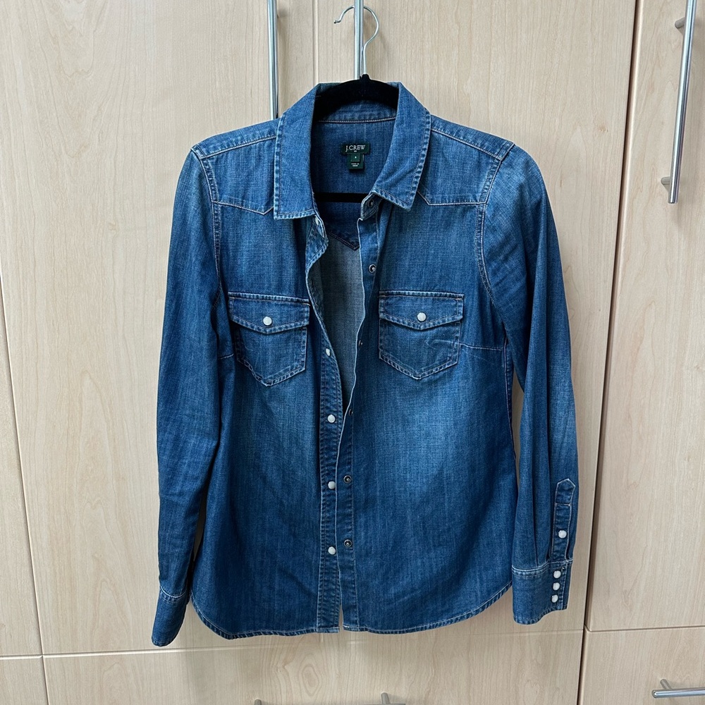 J. Crew western cut pearl snap Sz S